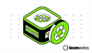 Illustration of a green-powered server with a recycling symbol, representing eco-friendly web hosting.