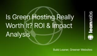 Thumbnail for green hosting ROI and impact analysis guide with LeanWebs branding.