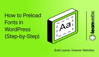 Thumbnail for guide on preloading fonts in WordPress with LeanWebs branding.
