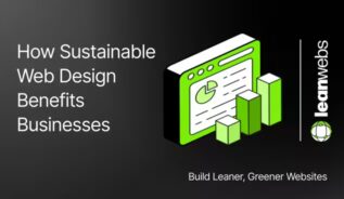 Thumbnail for sustainable web design business benefits guide with LeanWebs branding.