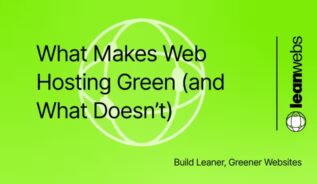 Thumbnail for What Makes Web Hosting Green guide with LeanWebs branding.