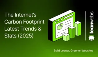 Featured image with the title “The Internet’s Carbon Footprint - Latest Trends & Stats (2025)” and LeanWebs branding.